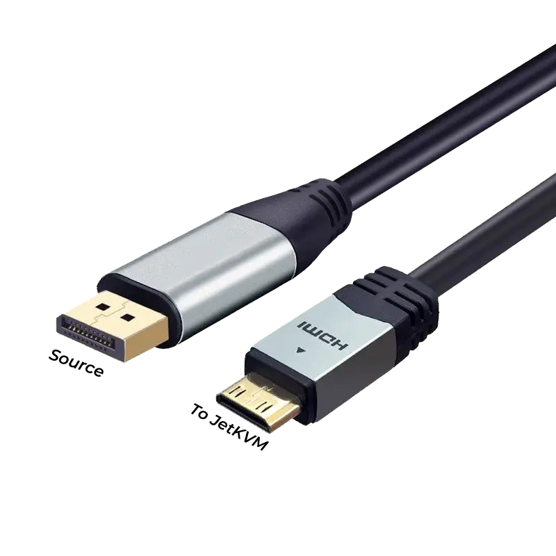 JetKVM Video Converter: DP/VGA/USB-C to Mini HDMI
