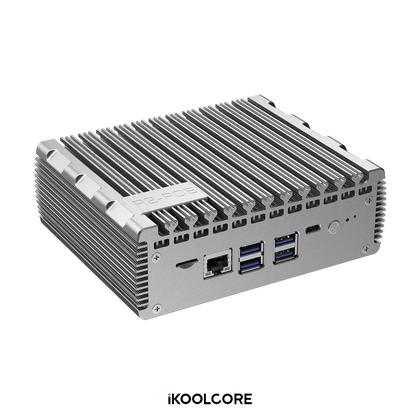 Rear I/O, console and power connections on the R2 POE firewall