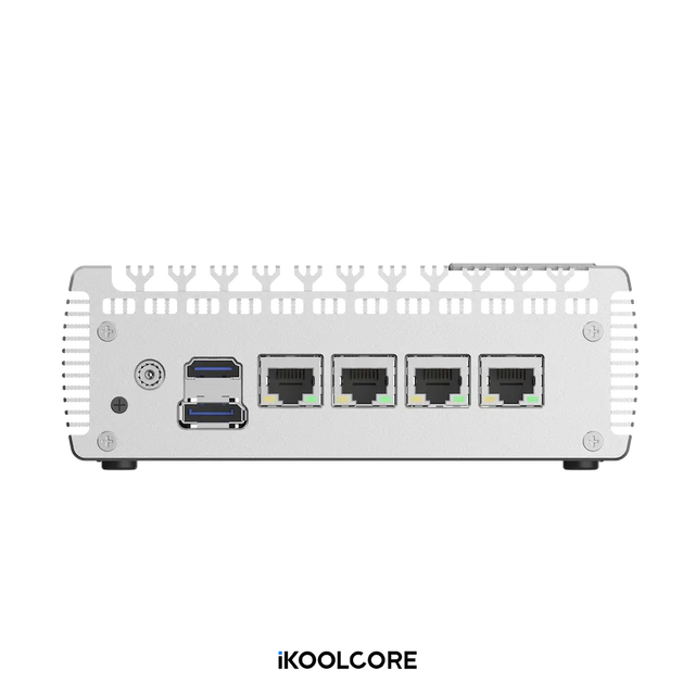 Four 2.5GbE Ethernet ports on the iKOOLCORE R2 POE firewall
