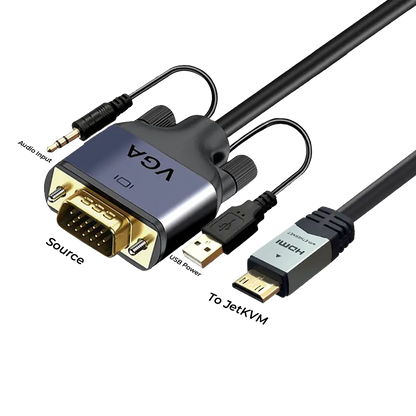 JetKVM Video Converter: DP/VGA/USB-C to Mini HDMI